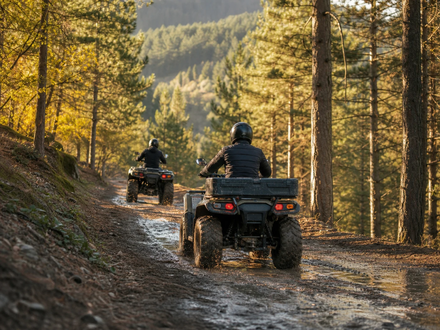 Bolu orman rotasında kasklı sürücülerle ATV safari deneyimi